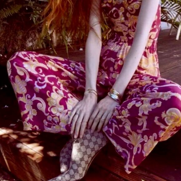 Novella Royale | The Linda Pant in Wine Chrysanthemum, Sz XL fits like L ♥ - Picture 3 of 7